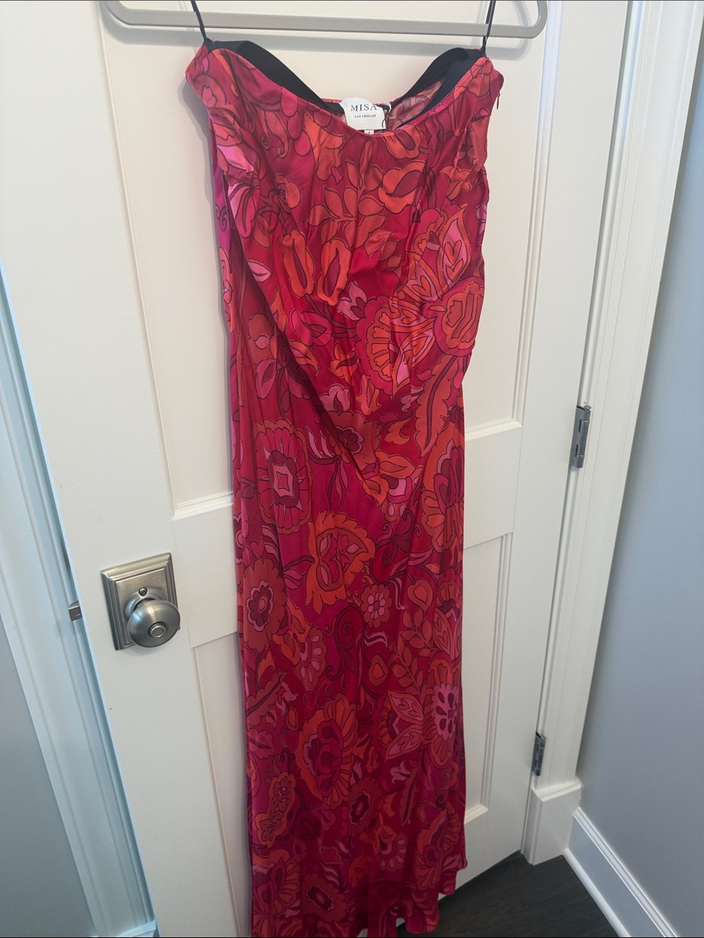 Misa Los Angeles Fuchsia and Red Floral Slip Dress